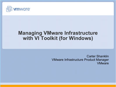 VMware VI Toolkit Training Video